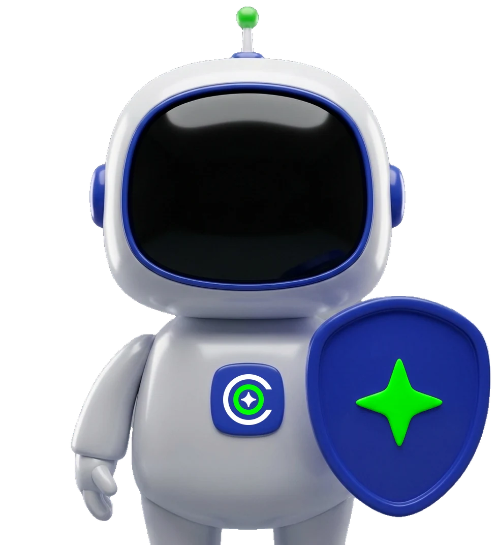 Leo, the ai agent in the crunch enterprise ai solution, holding a shield